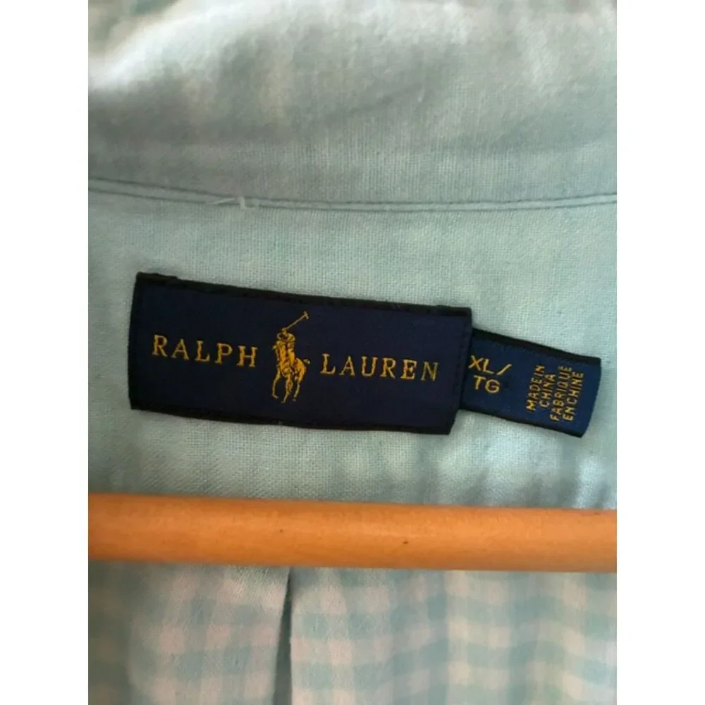 Polo Ralph Lauren Boys XL Oxford Button-Down Shirt Mint Blue Long Sleeve
